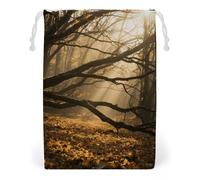 KLJHNVBM Branches Wood Gift Bag, 20 * 25cm Double-Sided Print Canvas Drawstring Bag - Reusable Multi-Purpose Storage Sack for Travel, Snacks & Jewelry