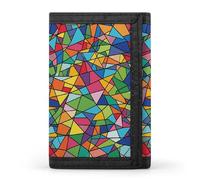 KLJHNVBM Bright Geometric Shapes Trifold Wallet for Men - Money Clip Slim Wallets with Multiple Card Slots Minimalist Small Front Pocket Wallet for Everyday Carry