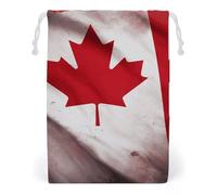 KLJHNVBM Canadian Flag Gift Bag, 12 * 18cm Double-Sided Print Canvas Drawstring Bag - Reusable Multi-Purpose Storage Sack for Travel, Snacks & Jewelry