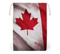 KLJHNVBM Canadian Flag Gift Bag, 20 * 25cm Double-Sided Print Canvas Drawstring Bag - Reusable Multi-Purpose Storage Sack for Travel, Snacks & Jewelry
