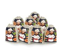 KLJHNVBM Chef Pizza Burlap Bag with Drawstring 8 Pcs Wedding Gift Bag 4.9 X 6.7 Inch Drawstring Packing Pouches Mini Jewelry Pouch for Candy Party Wedding Christmas