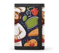 KLJHNVBM Chef Pizza Trifold Wallet for Men - Money Clip Slim Wallets with Multiple Card Slots Minimalist Small Front Pocket Wallet for Everyday Carry