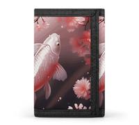 KLJHNVBM Cherry Blossom Red Carp Trifold Wallet for Men - Money Clip Slim Wallets with Multiple Card Slots Minimalist Small Front Pocket Wallet for Everyday Carry