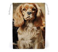 KLJHNVBM Cocker Spaniel Gift Bag, 12 * 18cm Double-Sided Print Canvas Drawstring Bag - Reusable Multi-Purpose Storage Sack for Travel, Snacks & Jewelry