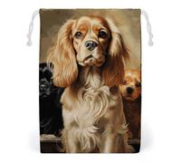 KLJHNVBM Cocker Spaniel Gift Bag, 20 * 25cm Double-Sided Print Canvas Drawstring Bag - Reusable Multi-Purpose Storage Sack for Travel, Snacks & Jewelry