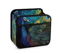 KLJHNVBM Colored Peacock Car Seat Organizer - PU Leather Car Backseat Organizer with Storage Pockets, Adjustable Straps, Universal Vehicle Back Seat Hanging Storage Box, Travel Accessories