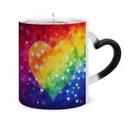 KLJHNVBM Colorful Rainbow Love Heart Color Changing Coffee Mugs 11 Oz Heat Changing Mug Magic Ceramic Mugs Novelty Tea Cup Hidden Message Coffee Mug for Birthday, Christmas, Funny Gifts