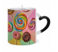 KLJHNVBM Colorful Sweet Donut Color Changing Coffee Mugs 11 Oz Heat Changing Mug Magic Ceramic Mugs Novelty Tea Cup Hidden Message Coffee Mug for Birthday, Christmas, Funny Gifts