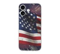 KLJHNVBM Compatible with iPhone 17 Case, Shockproof Soft TPU Clear Phone Cover with Anti-Yellowing & Scratch-Resistant, USA Flag iPhone 17 Case for Men Women