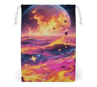 KLJHNVBM Cool Fire Gift Bag, 12 * 18cm Double-Sided Print Canvas Drawstring Bag - Reusable Multi-Purpose Storage Sack for Travel, Snacks & Jewelry