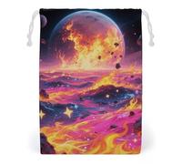 KLJHNVBM Cool Fire Gift Bag, 20 * 25cm Double-Sided Print Canvas Drawstring Bag - Reusable Multi-Purpose Storage Sack for Travel, Snacks & Jewelry