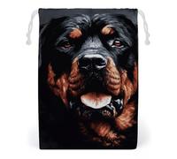 KLJHNVBM Cool Rottweiler Dog Art Gift Bag, 12 * 18cm Double-Sided Print Canvas Drawstring Bag - Reusable Multi-Purpose Storage Sack for Travel, Snacks & Jewelry