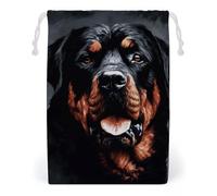 KLJHNVBM Cool Rottweiler Dog Art Gift Bag, 20 * 25cm Double-Sided Print Canvas Drawstring Bag - Reusable Multi-Purpose Storage Sack for Travel, Snacks & Jewelry