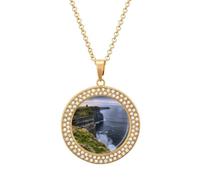 KLJHNVBM County Clare The Cliffs Alloy Multicolor Round Diamond Choker Necklace Round Pattern Fashion Jewelry Gift for Her Mother Wife, One size, Metal, No Gemstone