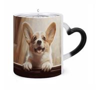 KLJHNVBM Cute Corgi Color Changing Coffee Mugs 11 Oz Heat Changing Mug Magic Ceramic Mugs Novelty Tea Cup Hidden Message Coffee Mug for Birthday, Christmas, Funny Gifts