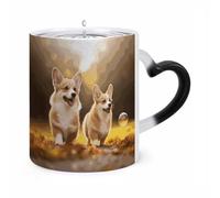KLJHNVBM Cute Corgi Dog Color Changing Coffee Mugs 11 Oz Heat Changing Mug Magic Ceramic Mugs Novelty Tea Cup Hidden Message Coffee Mug for Birthday, Christmas, Funny Gifts