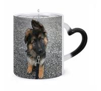 KLJHNVBM Cute German Shepherd Puppy Color Changing Coffee Mugs 11 Oz Heat Changing Mug Magic Ceramic Mugs Novelty Tea Cup Hidden Message Coffee Mug for Birthday, Christmas, Funny Gifts