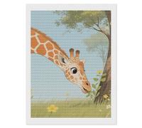 KLJHNVBM Cute Giraffe Diamond Painting Kits, 5D Round Gem Art Kits for Beginners, DIY Full Drill Diamond Dots for Home Wall Decor & Gift 12"x16"