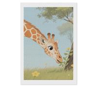 KLJHNVBM Cute Giraffe Diamond Painting Kits, 5D Round Gem Art Kits for Beginners, DIY Full Drill Diamond Dots for Home Wall Decor & Gift 8"x12"