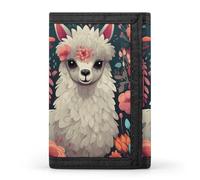 KLJHNVBM Cute Llama Floral Trifold Wallet for Men - Money Clip Slim Wallets with Multiple Card Slots Minimalist Small Front Pocket Wallet for Everyday Carry