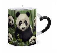 KLJHNVBM Cute Panda Color Changing Coffee Mugs 11 Oz Heat Changing Mug Magic Ceramic Mugs Novelty Tea Cup Hidden Message Coffee Mug for Birthday, Christmas, Funny Gifts