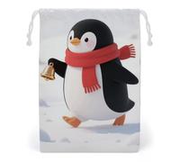 KLJHNVBM Cute Penguin Gift Bag, 20 * 25cm Double-Sided Print Canvas Drawstring Bag - Reusable Multi-Purpose Storage Sack for Travel, Snacks & Jewelry