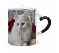KLJHNVBM Cute White Cat Color Changing Coffee Mugs 11 Oz Heat Changing Mug Magic Ceramic Mugs Novelty Tea Cup Hidden Message Coffee Mug for Birthday, Christmas, Funny Gifts