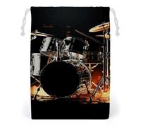 KLJHNVBM Drummer Gift Bag, 12 * 18cm Double-Sided Print Canvas Drawstring Bag - Reusable Multi-Purpose Storage Sack for Travel, Snacks & Jewelry