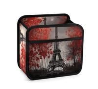 KLJHNVBM Eiffel Tower Autumn Leaves Car Seat Organizer - PU Leather Car Backseat Organizer with Storage Pockets, Adjustable Straps, Universal Vehicle Back Seat Hanging Storage Box, Travel Accessories
