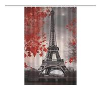 KLJHNVBM Eiffel Tower Autumn Leaves Shower Curtain with Hooks, Waterproof Polyester Fabric Bathroom Curtains Decorative Bath Curtain for Bathtub & Shower Stall - Machine Washable
