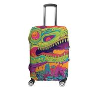 KLJHNVBM Emerald Dinosaur Lines Luggage Covers Elastic Suitcase Cover Protector Cute Travel Suitcase Protector Anti-scratch Fits 19-32 Inch Luggage, style, XL, Luggage Case Cover