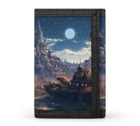 KLJHNVBM Fantasy Town Trifold Wallet for Men - Money Clip Slim Wallets with Multiple Card Slots Minimalist Small Front Pocket Wallet for Everyday Carry