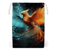 KLJHNVBM Fire And Water Phoenix Gift Bag, 12 * 18cm Double-Sided Print Canvas Drawstring Bag - Reusable Multi-Purpose Storage Sack for Travel, Snacks & Jewelry