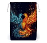 KLJHNVBM Fire And Water Phoenix Gift Bag, 20 * 25cm Double-Sided Print Canvas Drawstring Bag - Reusable Multi-Purpose Storage Sack for Travel, Snacks & Jewelry