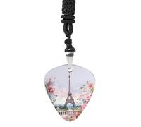 KLJHNVBM - Flower Guitar Pick Necklace Paris Eiffel Tower Personalized Pendant Necklace Stainless Steel Jewelry Rock Music Accessories Gifts for Women