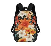 KLJHNVBM Flowers And Hawaiian Tribal Patterns on Black Background Bookbag - Ultra Lightweight Portable Backpack Work Travel Backpack for Men Women Fits 16 Inch Notebook