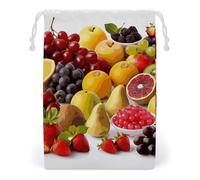 KLJHNVBM Fresh Fruits Gift Bag, 20 * 25cm Double-Sided Print Canvas Drawstring Bag - Reusable Multi-Purpose Storage Sack for Travel, Snacks & Jewelry