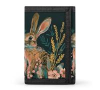 KLJHNVBM Grass And Rabbit Trifold Wallet for Men - Money Clip Slim Wallets with Multiple Card Slots Minimalist Small Front Pocket Wallet for Everyday Carry