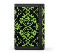 KLJHNVBM Green And Black Pattern Trifold Wallet for Men - Money Clip Slim Wallets with Multiple Card Slots Minimalist Small Front Pocket Wallet for Everyday Carry