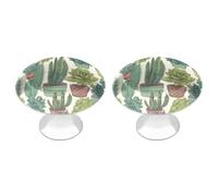 KLJHNVBM Green Succulents Kitchen Cabinet Handles 2 Pack Modern Stainless Steel Drawer Pulls 1.1" Solid Round Dresser Drawer Knobs for Dressers Kitchens with Screwm