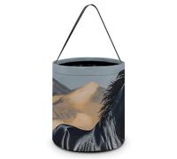 KLJHNVBM Halloween Candy Tote Bag Reusable, Durable Polyester Treat Bag, Black Arabian Horse Trick Or Treat Bucket for Halloween Party & Gifts