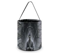 KLJHNVBM Halloween Candy Tote Bag Reusable, Durable Polyester Treat Bag, Blacklight Seven Chakra Yoga Meditation Trick Or Treat Bucket for Halloween Party & Gifts