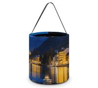 KLJHNVBM Halloween Candy Tote Bag Reusable, Durable Polyester Treat Bag, Blue Lake Tahoe Trick Or Treat Bucket for Halloween Party & Gifts