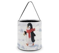 KLJHNVBM Halloween Candy Tote Bag Reusable, Durable Polyester Treat Bag, Cute Penguin Trick Or Treat Bucket for Halloween Party & Gifts