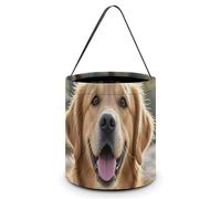 KLJHNVBM Halloween Candy Tote Bag Reusable, Durable Polyester Treat Bag, Golden Retriever Dog Trick Or Treat Bucket for Halloween Party & Gifts
