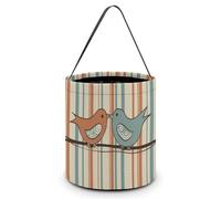 KLJHNVBM Halloween Candy Tote Bag Reusable, Durable Polyester Treat Bag, Love Birdie Stripe Trick Or Treat Bucket for Halloween Party & Gifts