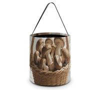 KLJHNVBM Halloween Candy Tote Bag Reusable, Durable Polyester Treat Bag, Mushrooms in The Basket Trick Or Treat Bucket for Halloween Party & Gifts