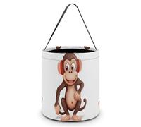 KLJHNVBM Halloween Candy Tote Bag Reusable, Durable Polyester Treat Bag, Naughty Monkey Trick Or Treat Bucket for Halloween Party & Gifts