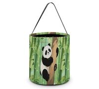 KLJHNVBM Halloween Candy Tote Bag Reusable, Durable Polyester Treat Bag, Panda Climbs A Tree Trick Or Treat Bucket for Halloween Party & Gifts