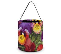 KLJHNVBM Halloween Candy Tote Bag Reusable, Durable Polyester Treat Bag, Pansy Perfection Trick Or Treat Bucket for Halloween Party & Gifts